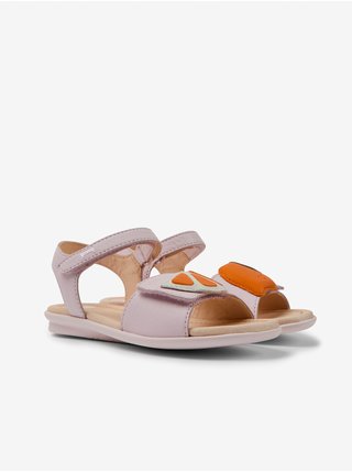 Světle růžové holčičí vzorované kožené sandály Camper