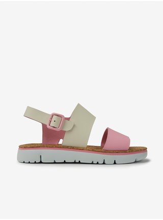 Krémovo-růžové dámské kožené sandály Camper