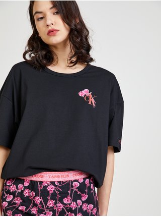 Růžovo-černé dámské vzorované pyžamo Calvin Klein Underwear