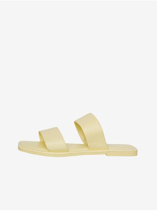 Žluté dámské kožené pantofle VERO MODA Sun Glow