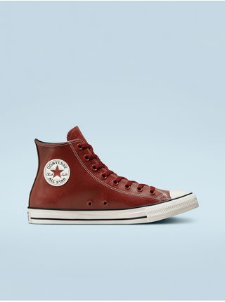 Cihlové pánské kožené kotníkové tenisky Converse Chuck Taylor All Star