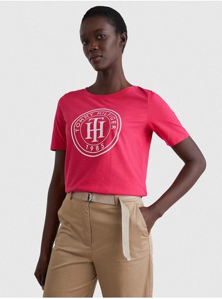 Tmavoružové dámske tričko Tommy Hilfiger