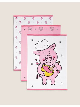 Sada 3 utěrek s motivem Percy Pig™ Marks & Spencer růžová