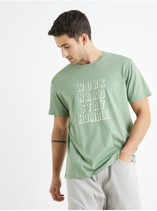 Světle zelené pánské tričko s potiskem Celio