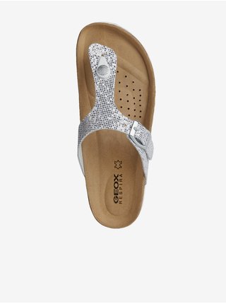 Dámské kožené pantofle ve stříbrné barvě Geox Brionia