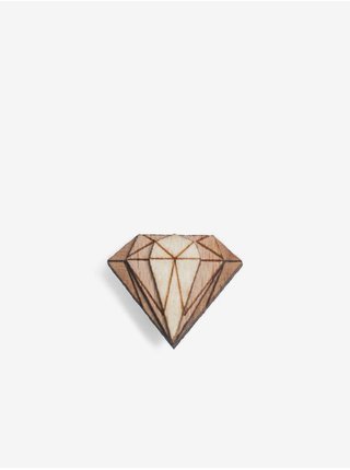 Hnědá dřevěná ozdoba do klopy BeWooden Diamond Lapel 