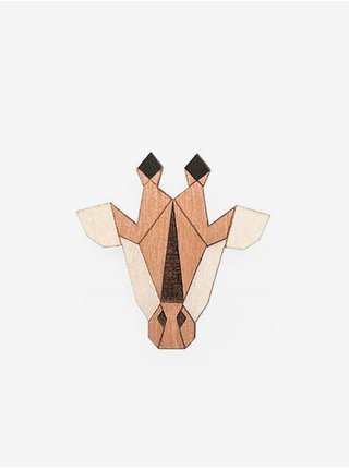 Hnědá dřevěná brož BeWooden Giraffe Brooch 