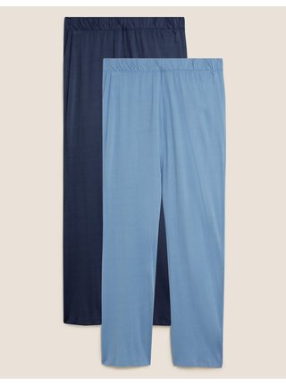 Sada 2 ks pyžamových kalhot z bavlny a modalu Marks & Spencer modrá