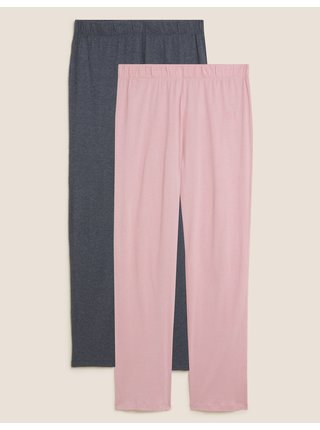 Sada 2 ks pyžamových nohavíc z bavlny a modalu Marks & Spencer ružová