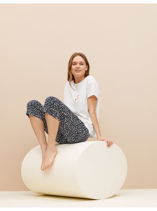 Zkrácená pyžamová souprava z čisté bavlny Marks & Spencer námořnická modrá