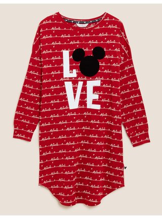 Krátká bavlněná noční košile s potiskem Mickey Mouse™ Marks & Spencer červená