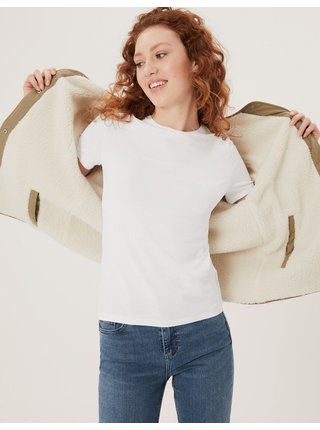Přiléhavé tričko s vysokým podílem bavlny Marks & Spencer bílá