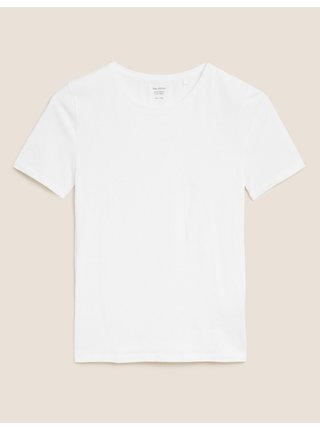 Přiléhavé tričko s vysokým podílem bavlny Marks & Spencer bílá