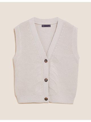 Smetanová pletená vesta s výstřihem do V Marks & Spencer