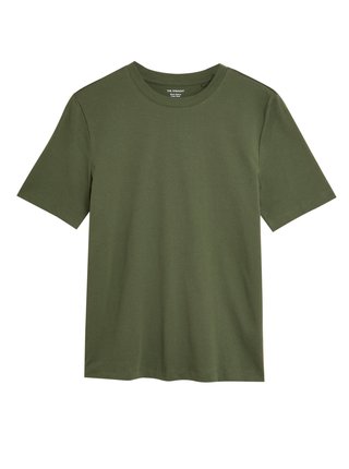 Tričko z čisté bavlny, rovný střih Marks & Spencer zelená