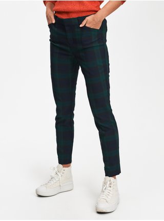 Modro-zelené dámské kostkované kalhoty GAP skinny bi-stretch