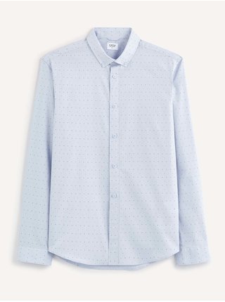 Světle modrá pánská vzorovaná formální košile Celio Baop 