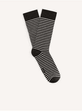 Bílo-černé pánské pruhované ponožky Celio Binome 