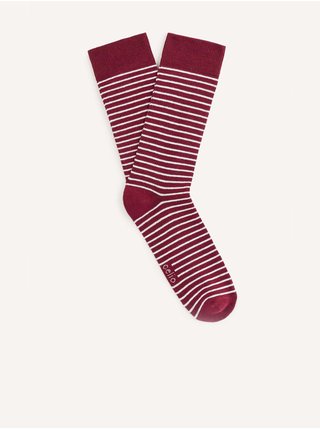 Červené pánské pruhované ponožky Celio Binome 