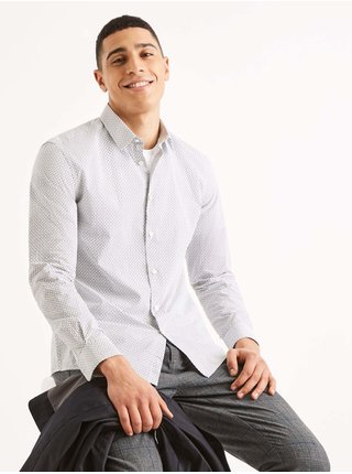 Šedo-bílá pánská vzorovaná košile Celio Talisson 