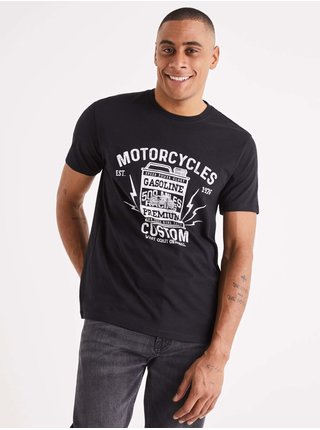 Čierne pánske tričko Celio Bedisplay Motorcycles