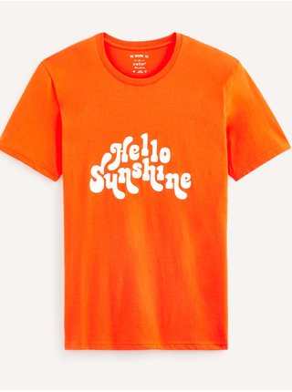 Oranžové pánské tričko Celio Rewavy Hello 