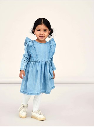 Modré dievčenské rifľové šaty s ozdobnými volánmi name it Timones