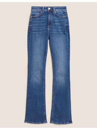 Rozšířené džíny s vysokým pasem Marks & Spencer námořnická modrá