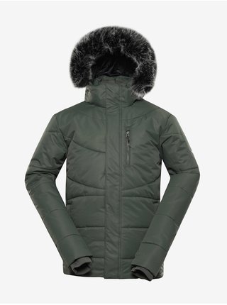 Tmavě zelená pánská zimní bunda s kapucí Alpine Pro GABRIELL 5 