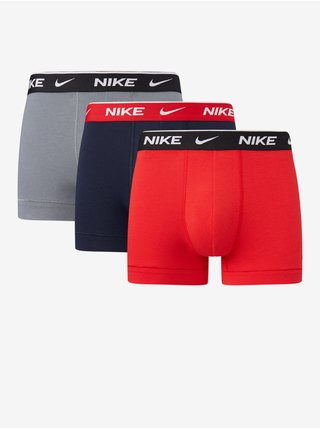 Sada tří pánských boxerek v červené, tmavě modré a šedé barvě Nike Trunk