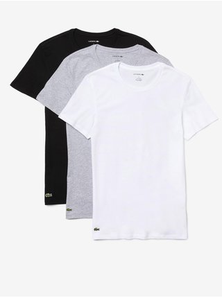 Sada tří pánských basic triček v šedé, bílé a černé barvě Lacoste