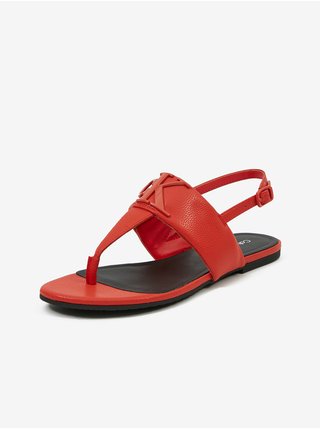 Červené dámske kožené sandále Calvin Klein Jeans