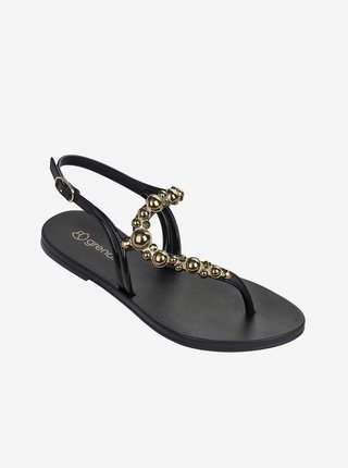 Černé dámské sandály s detaily ve zlaté barvě Grendha