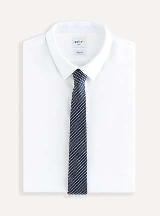 Bílo-modrá pánská pruhovaná kravata Celio Tieland 