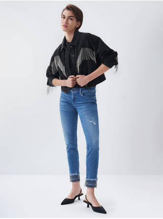 Černá dámská džínová bunda s třásněmi Salsa Jeans