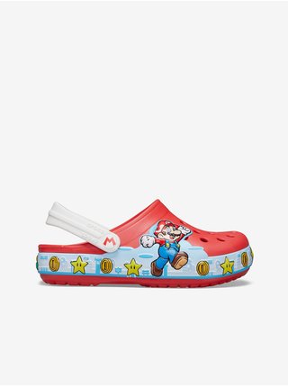 Červené detské šľapky s motívom Crocs FL Super Mario Lights CgK