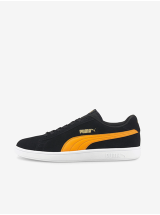 Oranžovo-čierne kožené tenisky Puma Smash V2