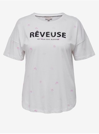 Biele vzorované tričko ONLY CARMAKOMA Reese