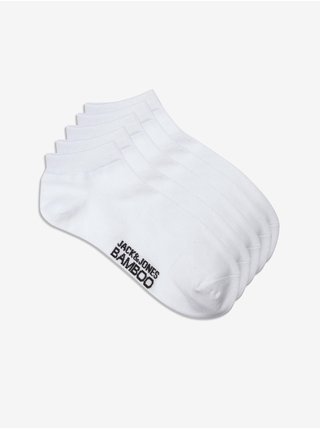 Sada pěti párů bílých nízkých ponožek Jack & Jones Basic Bamboo