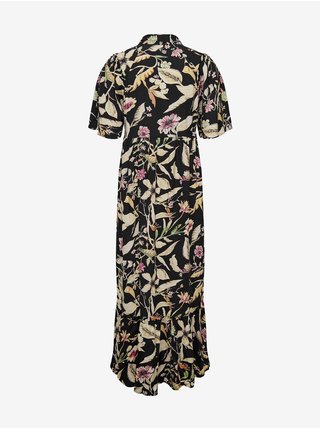 Černé květované košilové midišaty Jacqueline de Yong Gaya
