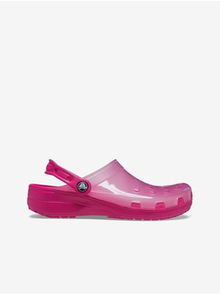Tmavě růžové dámské pantofle Crocs Classic Translucent Clog