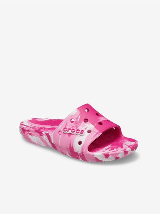 Růžové vzorované pantofle Crocs Marbled Slide