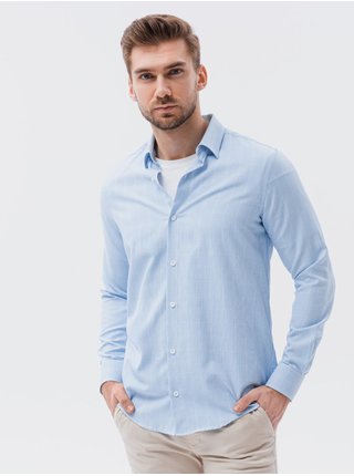 Pánská košile s dlouhým rukávem K621 - světle nebesky modrá