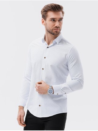 Pánská košile s dlouhým rukávem - bílá K616