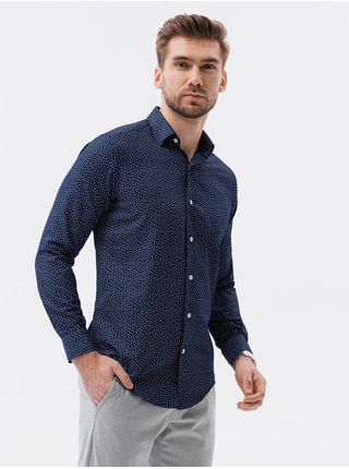 Tmavě modrá pánská košile Ombre Clothing K617