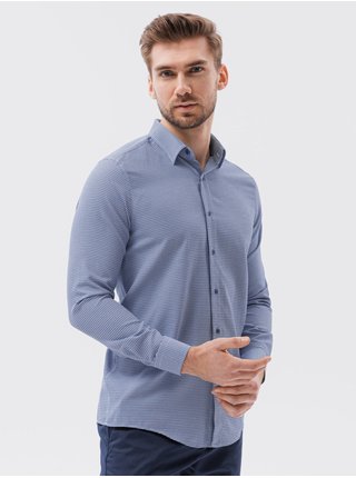 Pánská košile s dlouhým rukávem K623 - námořnická modrá