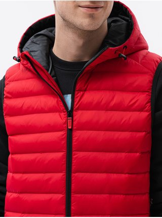 Červená pánská prošívaná vesta Ombre Clothing V53