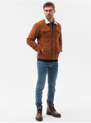 Hnědá pánská přechodná bunda Ombre Clothing C524