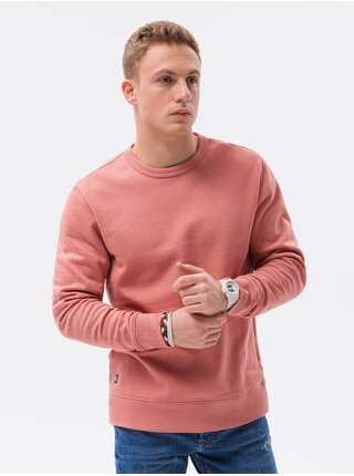 Růžová pánská mikina bez kapuce Ombre Clothing basic basic