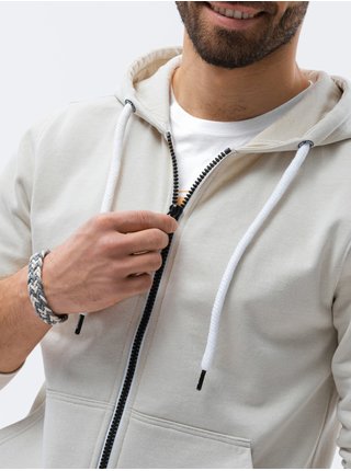 Světle šedá pánská mikina na zip s kapucí Ombre Clothing B1145